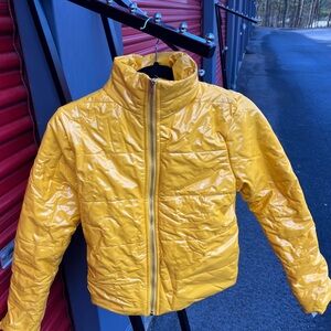Yellow puffer jacket